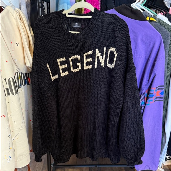 Dressed in LALA Sweaters - Dressed in LALA Black and White 'Legend' Crewneck Sweater